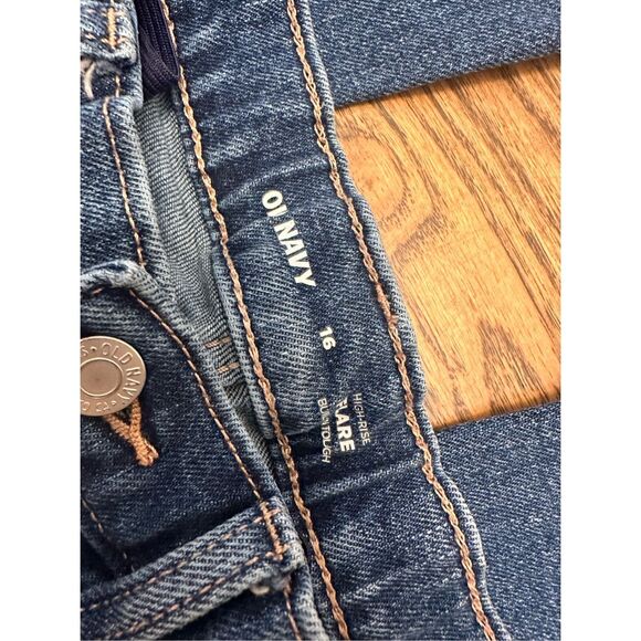 Old Navy Medium Wash Blue High Rise Flare Jeans Size 16 With Waist Adjuster - Picture 3 of 4